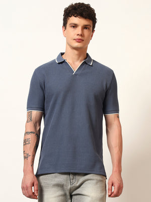 Textured Johnny Collar Polo