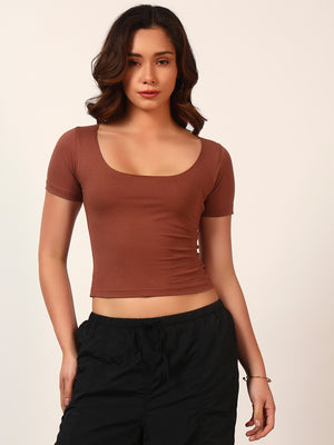Scoop Neck Cotton Crop Top