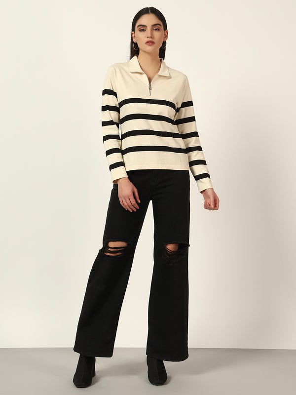 Women’s Half-Zip Striped Polo ||PRE WINTER||