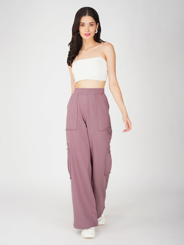 Women's Wide Leg Bottom||Raw Edge Pockets||