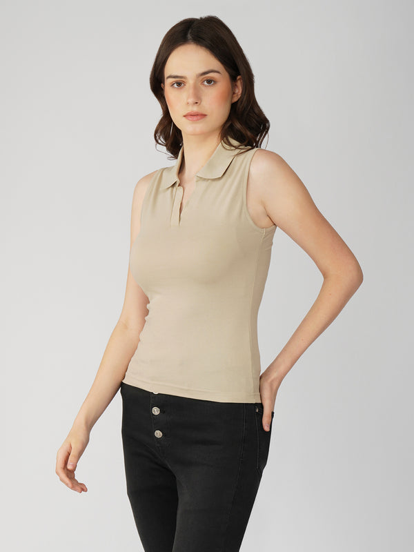 Sleeveless Polo Top||Womens||Oneway