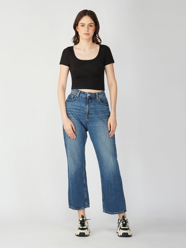 Scoop Neck Crop Top ||Womens||Cotton Rich