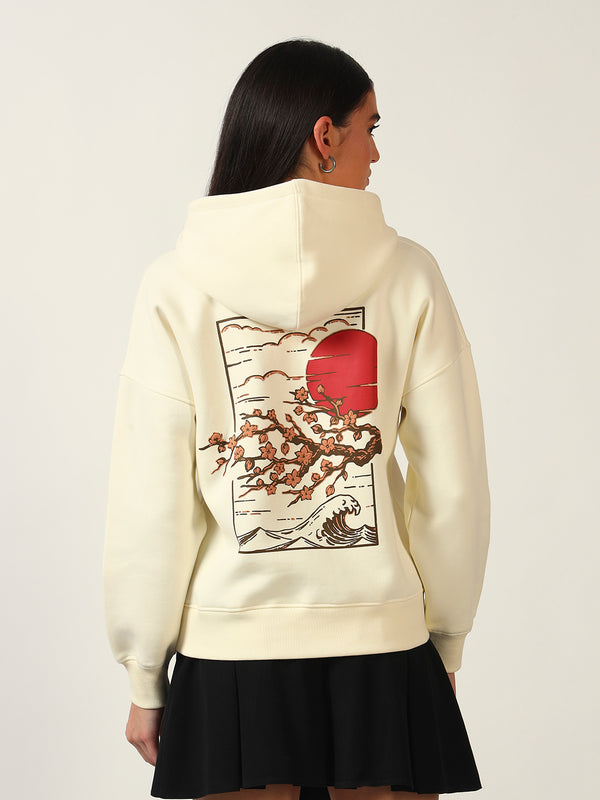 Women’s Oversized Printed Hoodie||Japanese Cherry Blossom Graphic||