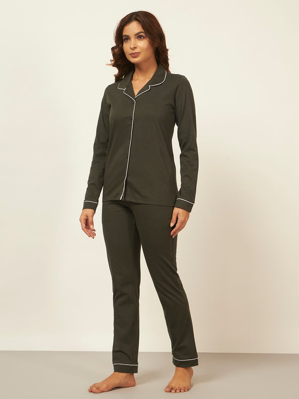 Premium Cotton Button-Down Nightsuit