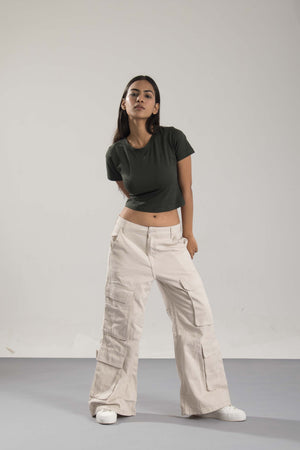 Crop Top Pack of 2 (White & Olive)