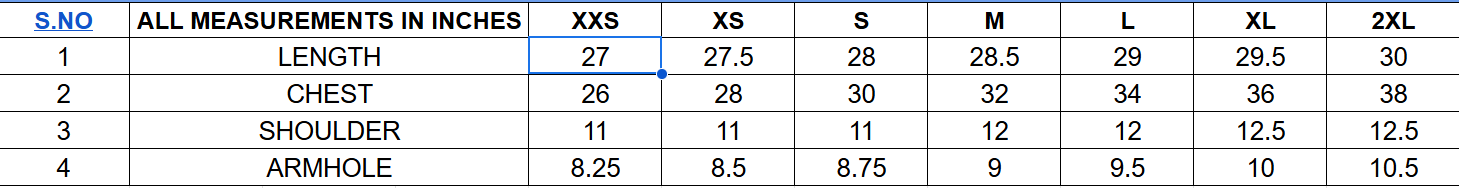 Size chart for Sleeveless Scoopneck Bodysuit || Women || Oneway